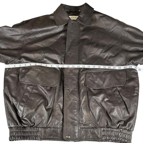 Vintage Irvine Park Genuine Leather Bomber Jacket Brown Full Zip Button Closure - Picture 8 of 14